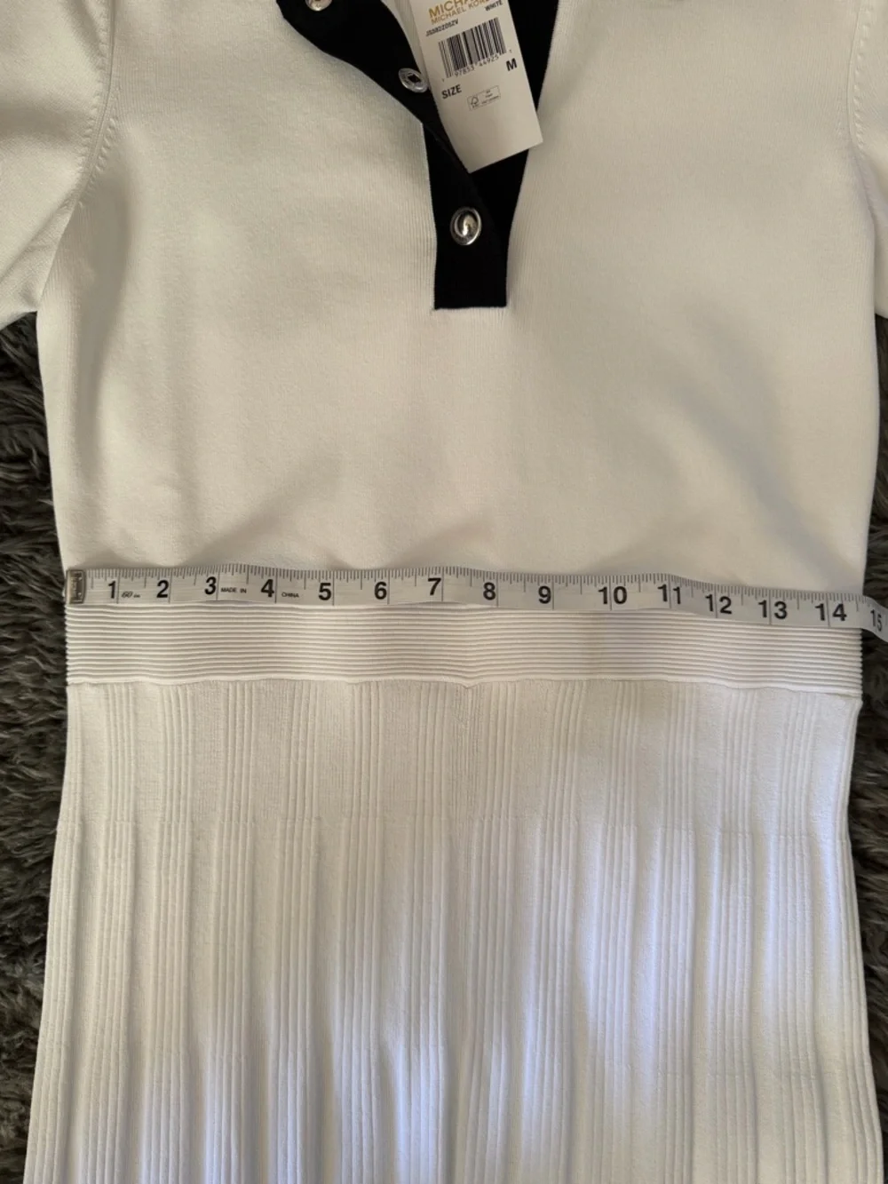 Michael Kors White Midi Polo Dress with Black Trim - Picture 4 of 6